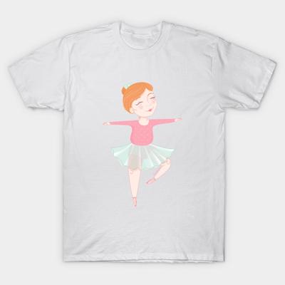 T Shirt Women Cute Ballerina Harajuku Print Kawaii Tshirt Summer Short Sleeve Female T-Shirt Top Tee