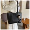 Korean Style Minimalist Bucket Bag Women Faux Leather Tote Shoulder Handbag Large Capacity Commuter Purse