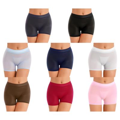 Womens Semi See-through Shorts Glossy Stretchy Low Rise Short Pants Underwear Nightwear
