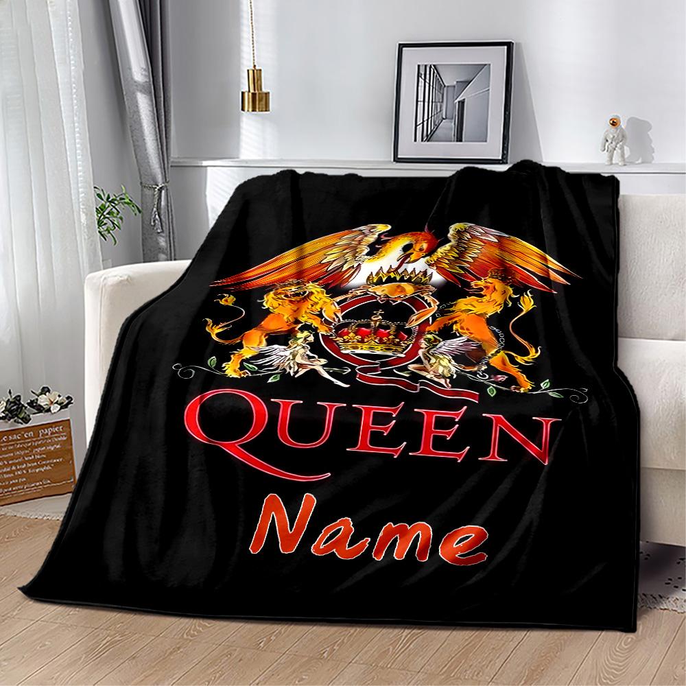 Queen Crest Blanket Soft Warm Cozy Perfect for Livingroom Office Chair Bed Four Seasons Universal Stylish Decor Birthday Christmas Gift Blanket