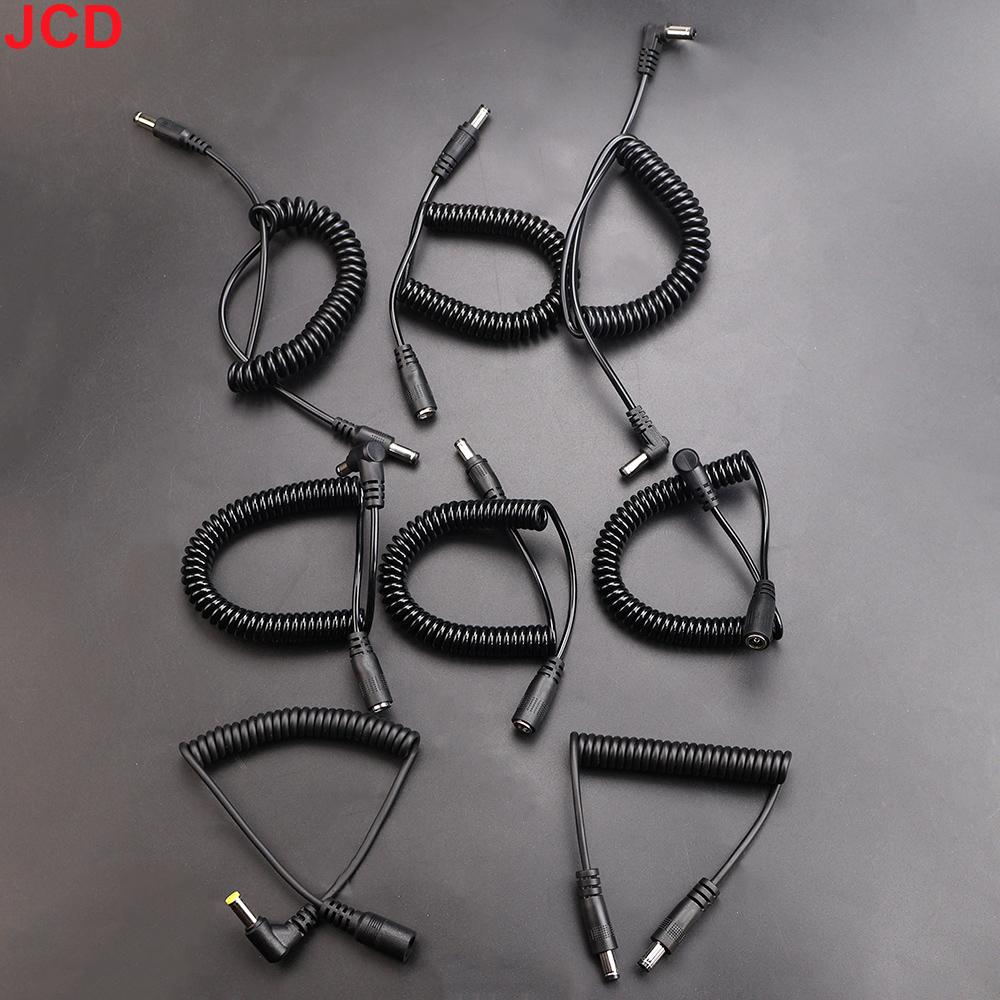 JCD 1 Stück DC 5,5 mm x 2,1 mm Stecker auf Buchse Strom-Spiralkabel DC 5,5 x 2,5 mm Verlängerungs-Federkabel für LED-Streifen CCTV