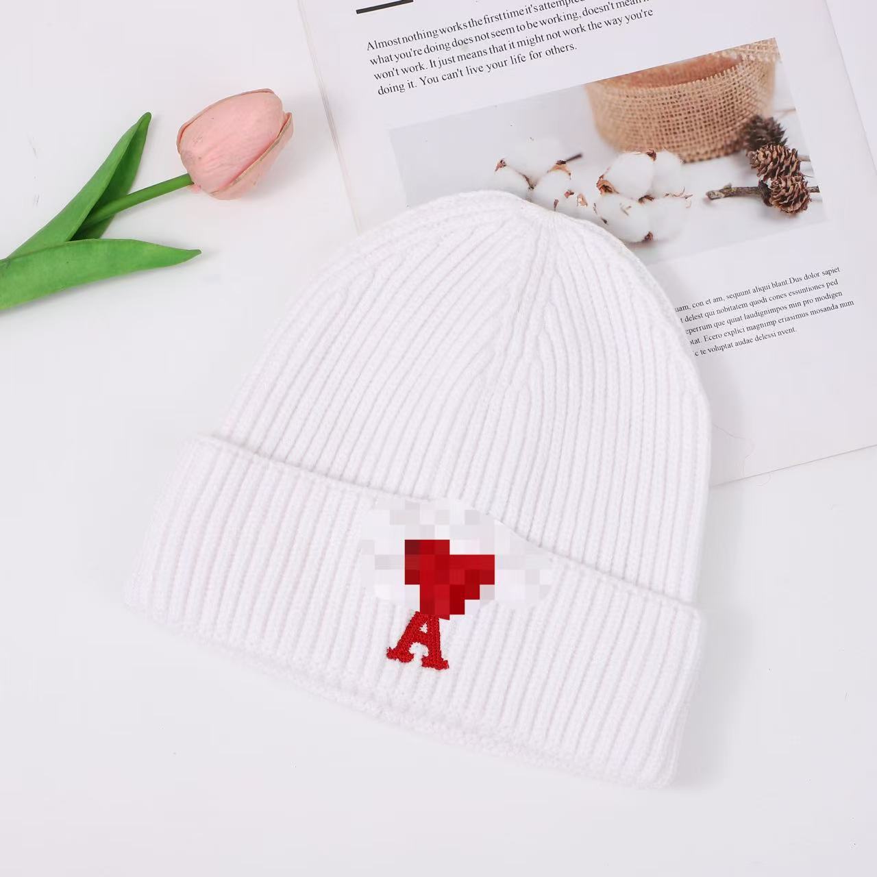 

JYL TS DIY Сердце A Вязаная шапка Зимняя вышитая шапка-бини Акрил White орхидея розовый