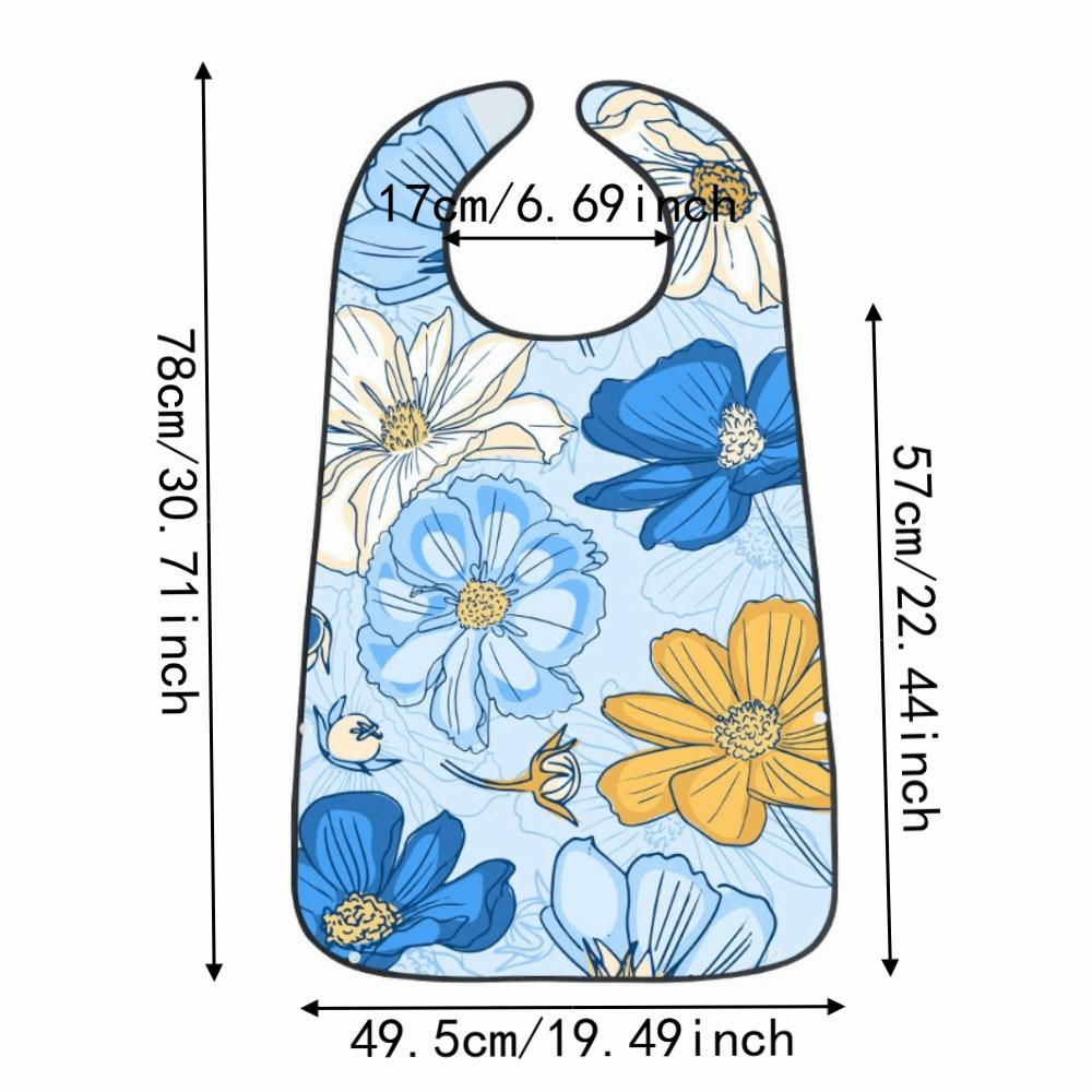 Reusable Adult Bibs Floral print Clothing Protector Multi-purpose Feeding Bibs Feeding Nursing
