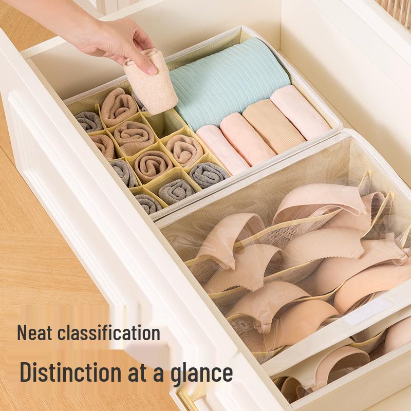 Stoff-Aufbewahrungsbox für Dessous mit Deckel - Faltbarer Organizer für BHs, Unterwäsche und Socken.