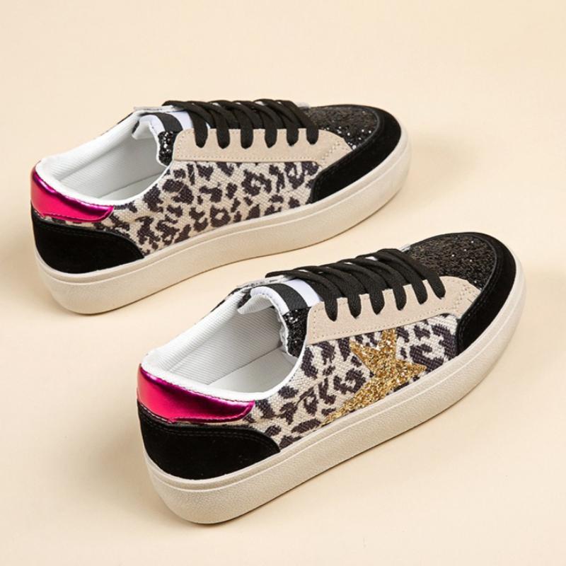 Neue Leichte Sneaker Rutschfest Weichsohlig Damen Plateau Freizeitschuhe Stylisch Sternenmuster Weiße Sneaker