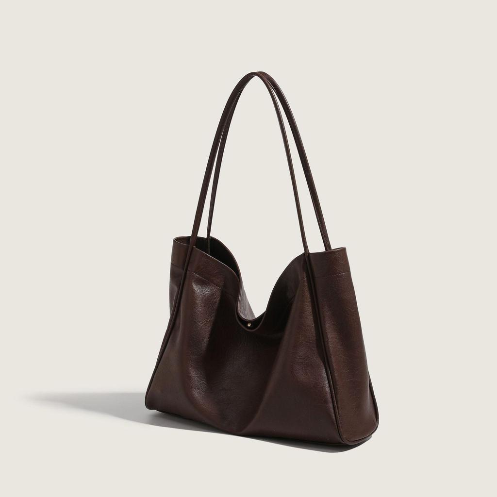 Trendy British-Style PU Leather Tote: Large Capacity, Versatile Commuter Shoulder Bag