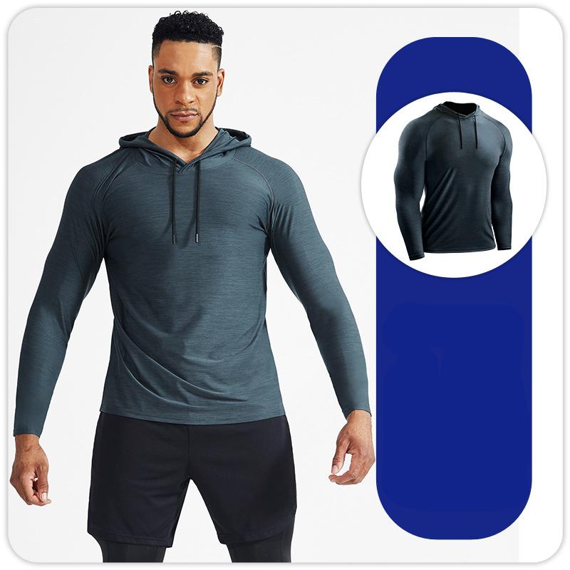 Hooded Long Sleeve Men's Sports T Shirt Sports Compression Jerseys Quick Drying Shirt Training Blouse Fitness Tops