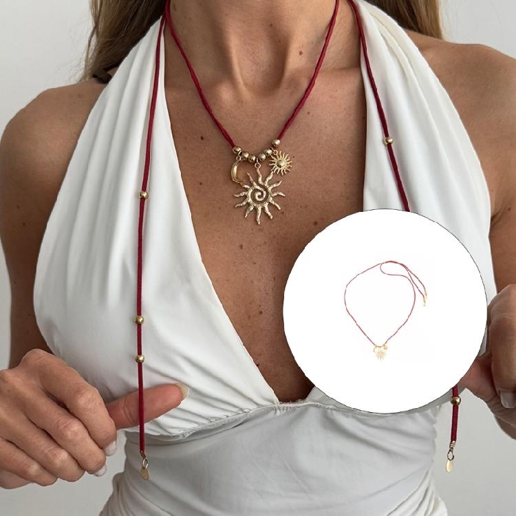 Delicate Cut Sun Charm Necklace With Metallic Finish Eye Catching Clavicle Chain Suitable For Various Occasions
