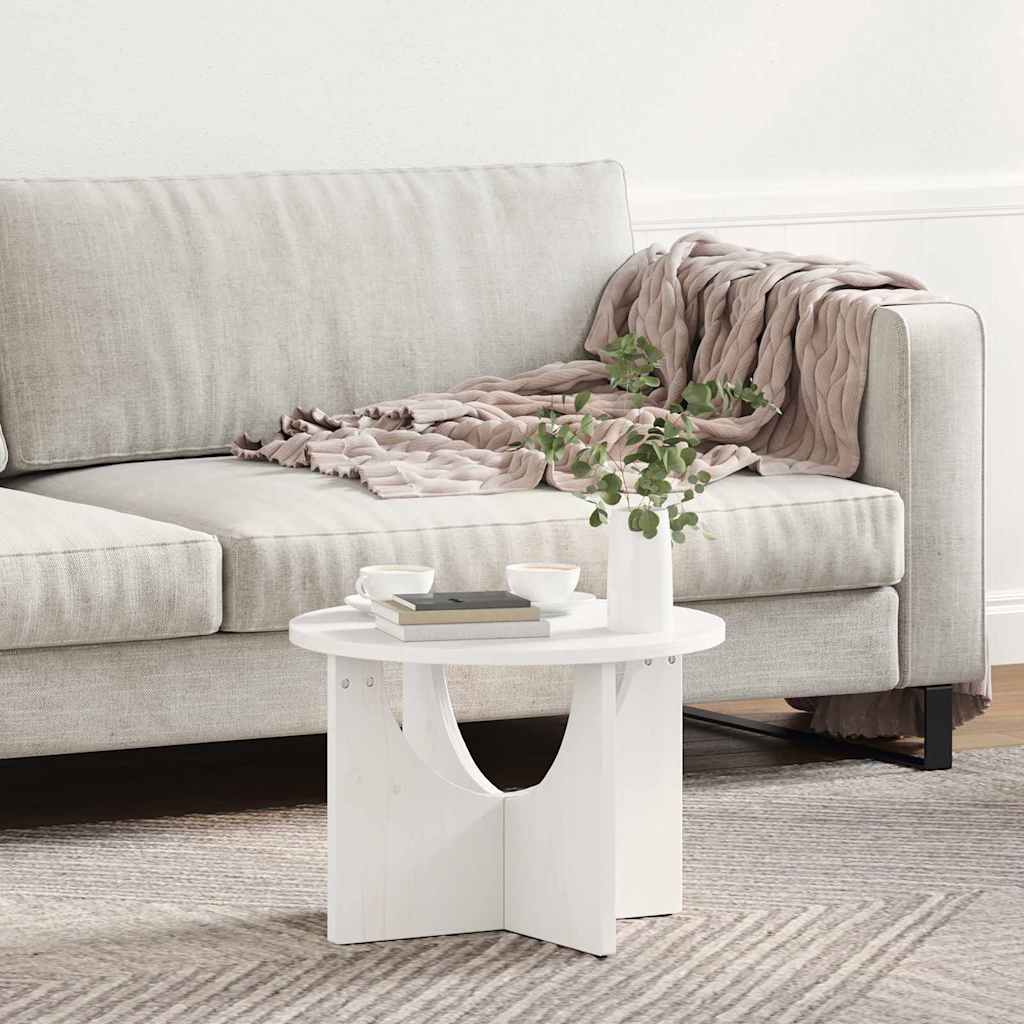 White Coffee Table 50 x 50 x 35 cm Solid Pine Wood