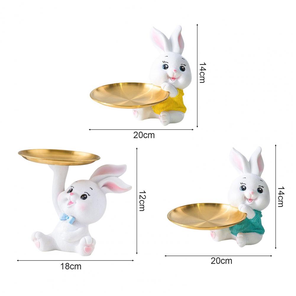 Söt Kanin Förvaringsbricka Kreativa Figurer Ornament Vardagsrum Veranda Skrivbord Hem Hartsdekoration Nycklar Godisförvaring Heminredning