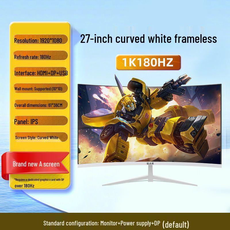 New 27-inch 2K 144Hz Curved Gaming Monitor - Ultra-Thin Bezel-Less Design