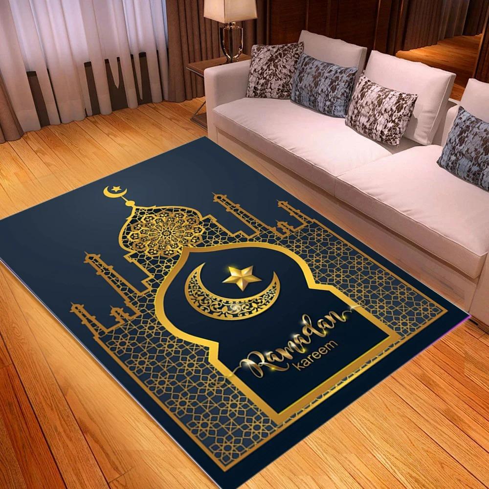 Rectangle Muslim Prayer Mat Non Slip Ramadan Decorative Rugs Home Carpets for Living Room Bedroom Kitchen Hallway Balcony Decor