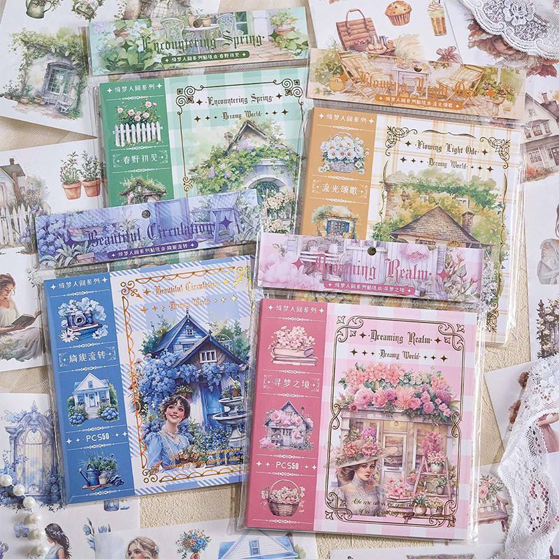 Garden Journal Stickers, 50 Sheets Washi Junk Journaling Sticker Book, Scrapbook Supplies, Watercolor Scrapbooking For Adults