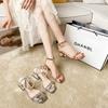 Sandals for Women 2025 New Summer Fairy High Heels for Women's Middle Heel Thick Heel Straight Strap Sandals Sandalias De Mujer