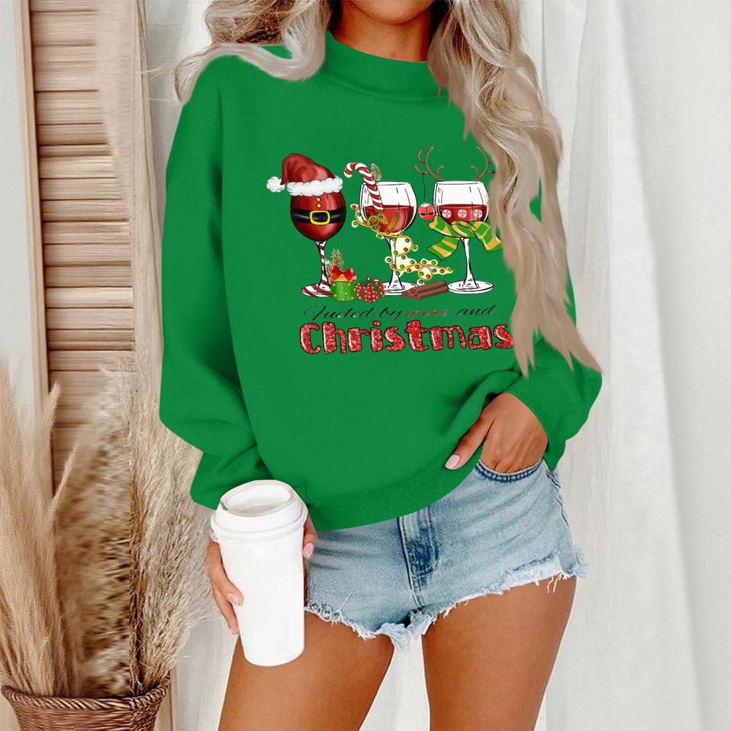 Women's Casual Fashion Round Neck Long Sleeve Christmas Printed Sweatshirt