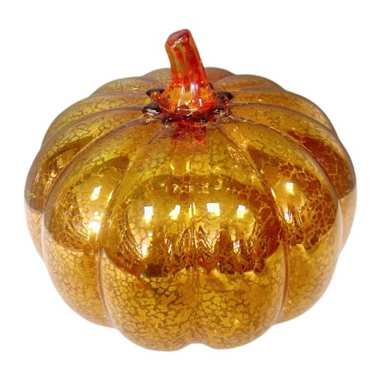 LED Glass Pumpkin Lantern with Smart Timer 10 Warm LEDs