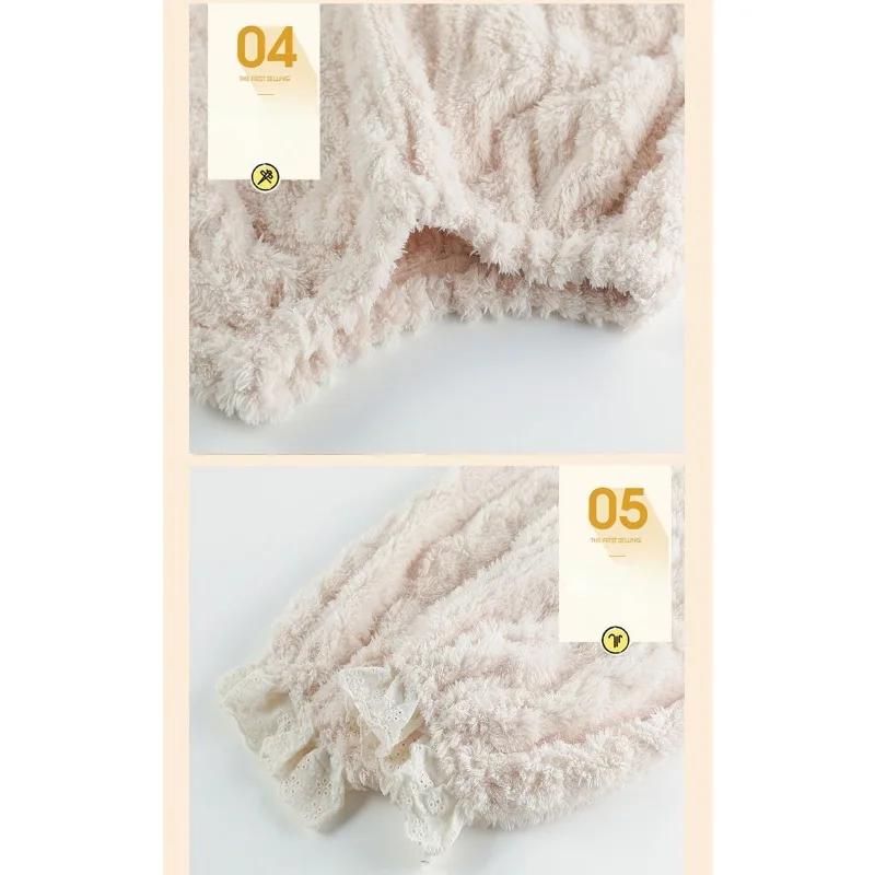 Women Sleepwear Coral Velvet Pajamas Women Autumn Winter Thick Loungewear Cute Flannel Insulation Large Size Home Clothing Set