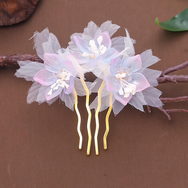 Women's Hanfu Hair Accessories: Pearl Flower Hairpins & Combs in Ancient Style