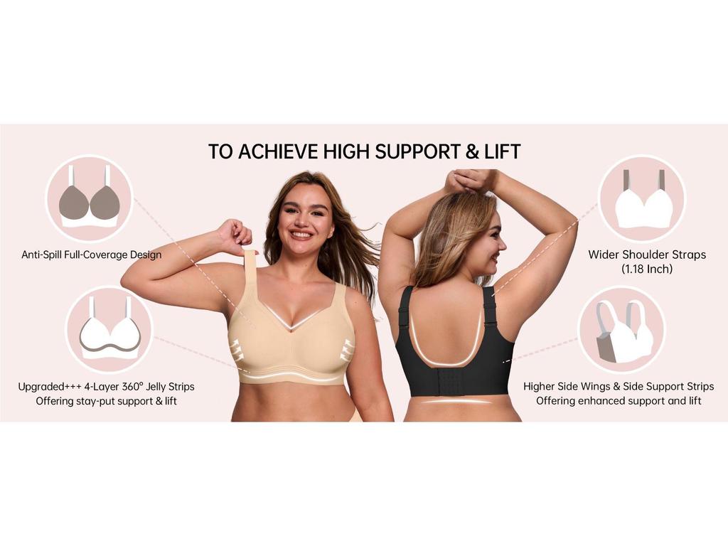 Bezprzewodowy Biustonosz Bezszwowy Podtrzymujący dla Kobiet: Wygodny Duży Rozmiar dla Dużego Biustu, Idealny dla Kobiet w Średnim Wieku i Starszych.