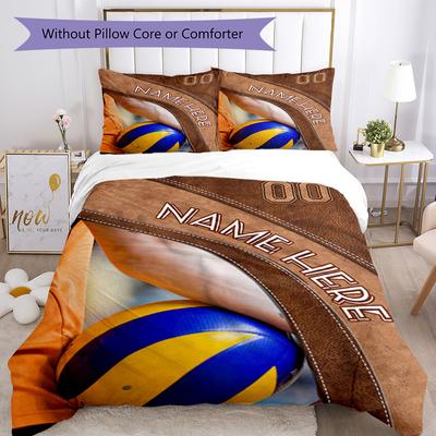 Volleyball Enthusiast Customize Your Name Bedding Set Breathable Duvet Cover With Pillowcases Decorative Bed Linen For Bedroom Home Decoration Birthda