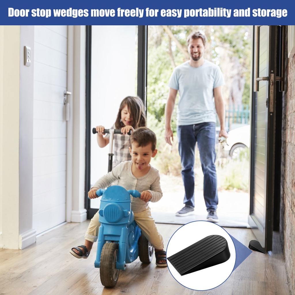 2 Pack Door Stopper Black Extra Large Door Stopper 1.9in Height Big Door Stop Heavy Duty Non-Slip Rubber Door Stop Door