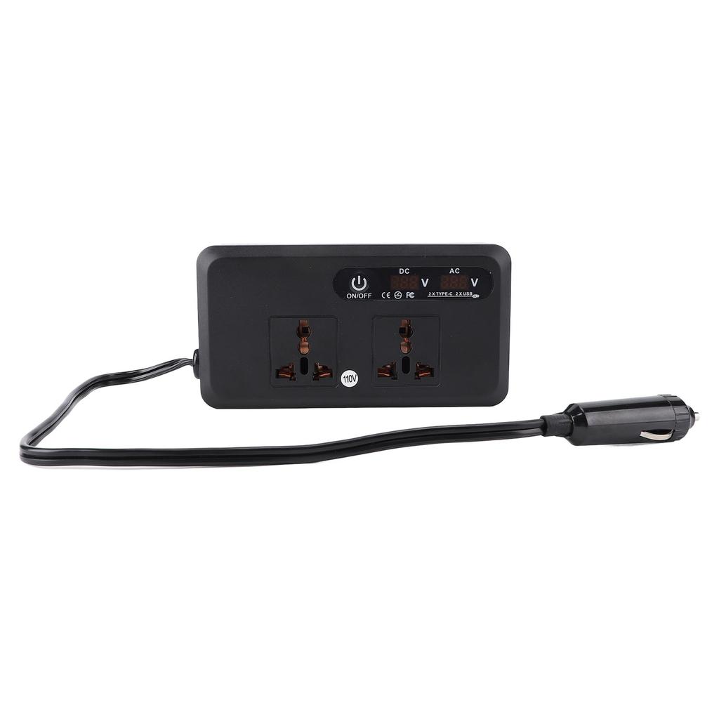 200W Car Power Inverter DC 12V Car Inverter 2 USB Ports 2 Type C Ports Charger Adapter Car Plug