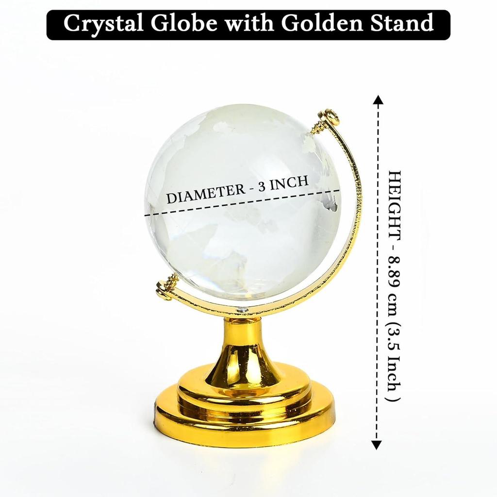 Feng Shui Crystal Ball with Golden Stand – Decorative Office Desk Accessories, Positive Energy Showpiece for Office