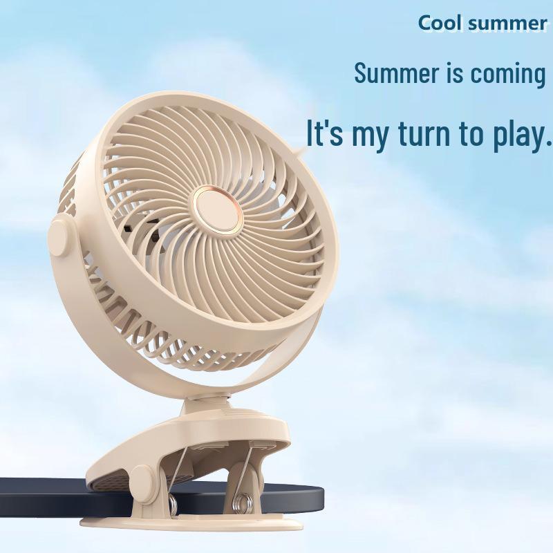 Rechargeable Silent USB Clip Fan with Night Light - 6" & 8" for Dorm or Office Desk