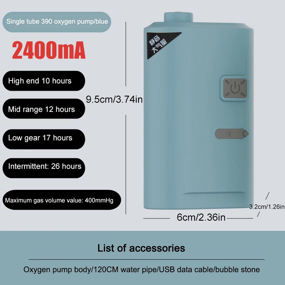 Aquarium Sauerstoffpumpe USB Wiederaufladbare Sauerstoffanreicherung Luftpumpe Belüfter Ultra Leise Sauerstoff-/Belüftungspumpe Tragbar für Outdoor-Angeln
