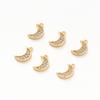 6pcs/lot 18K Gold Plated Inlaid Zircon Rhinestone Crescent Moon Pendants For Jewelry Making Brass Metal Moon Charms