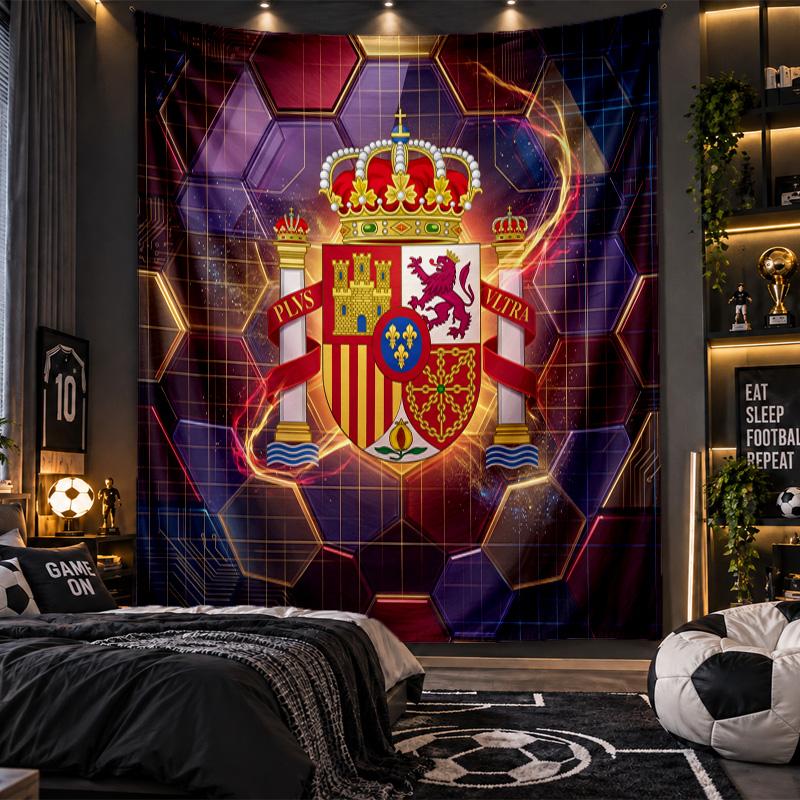 Wall Hanging Tapestry Spain Football Print Cloth for Living Room Bedroom Home Decor