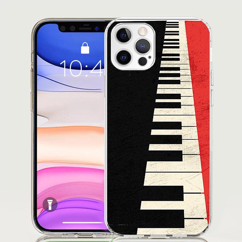 Music Piano Keyboard Phone Case for Apple iPhone 17 Air 16 15 Plus 14 + 13 Mini 12 11 Pro Max 7 8 SE 16Max Soft Shell Cover Coqu