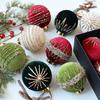 Yousheng 12 Pcs Velvet Glitter Christmas Ball Ornaments 3.15" Shatterproof Flocked Sequin Balls Christmas Tree Ornaments for Indoor Outdoor Holiday