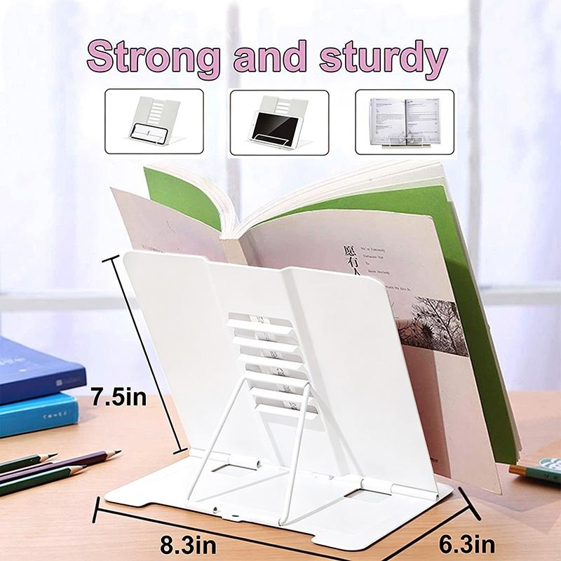 Multi-angle Metal Desk Book Reading Stand Adjustable Foldable Holder Lightweight Portable for Travel Study Student Support Rack