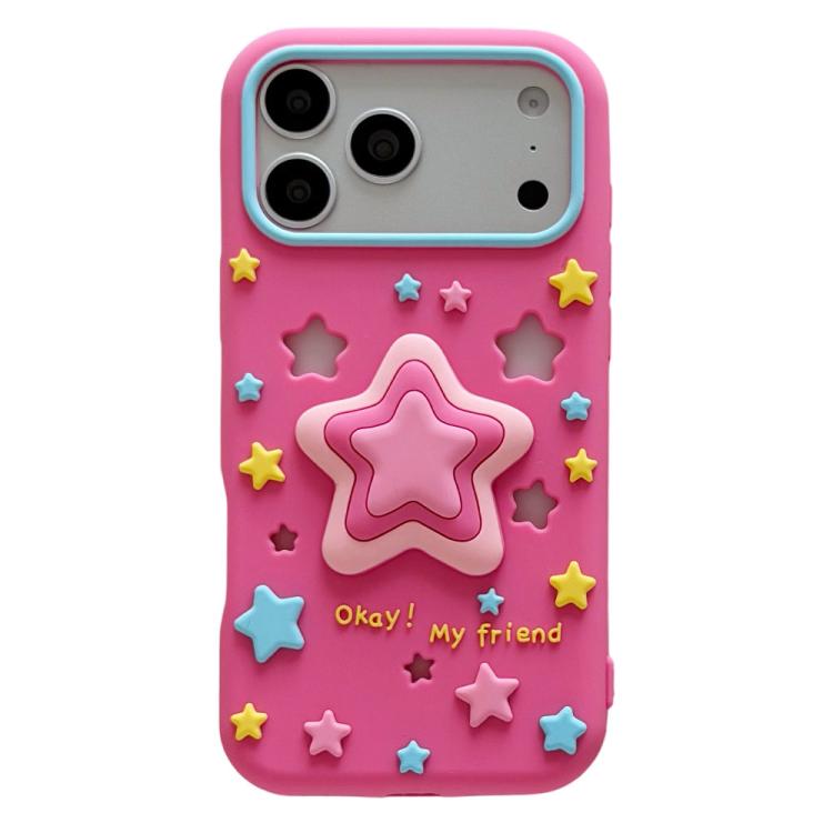 Hollow Pressable Star Silicone Phone Case, Stress Relief 3D Star Shockproof Anti-Scratch Protective Cover For iPhone 18 Pro Max / 17 Pro Max