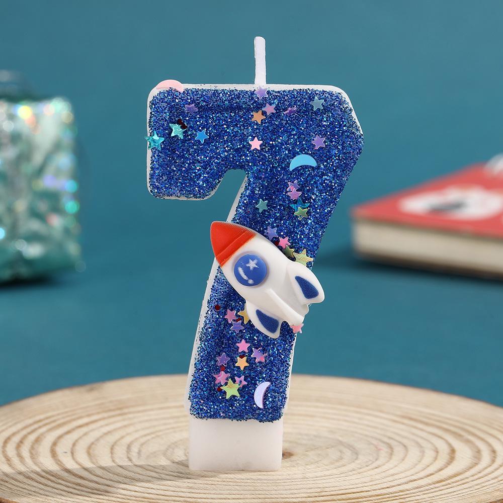 Children's Rocket Birthday Candle Numbers 0-9 - DIY Cake Decorations