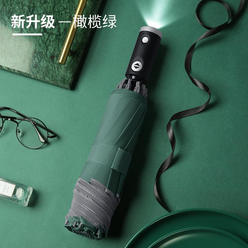 Tri-fold Automatic Reverse Umbrella, Hemming Reflective LED Umbrella Can Be Added
