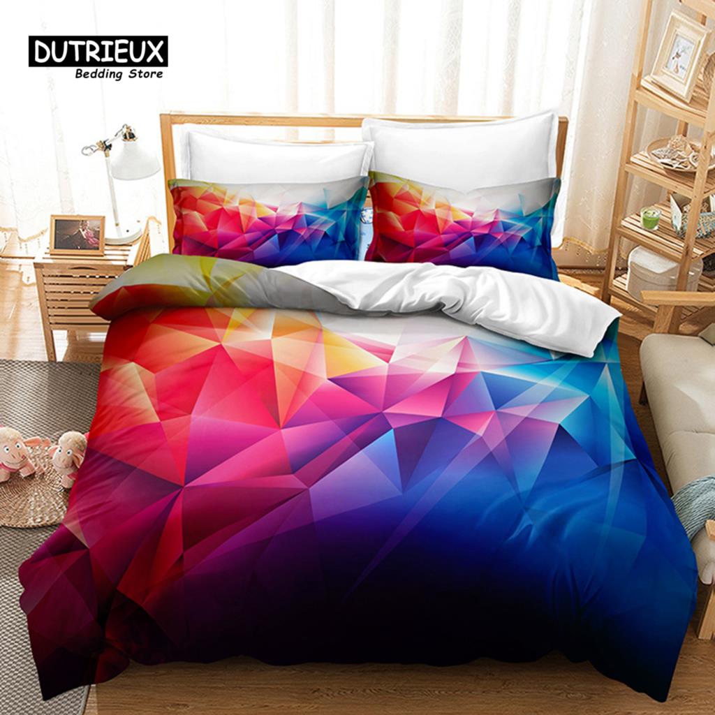 Psychedelic Swirl Duvet Cover Luxury Abstract Geometric Bedding Set Chic 3D Comforter Cover King For Girls Adults Bedroom Decor