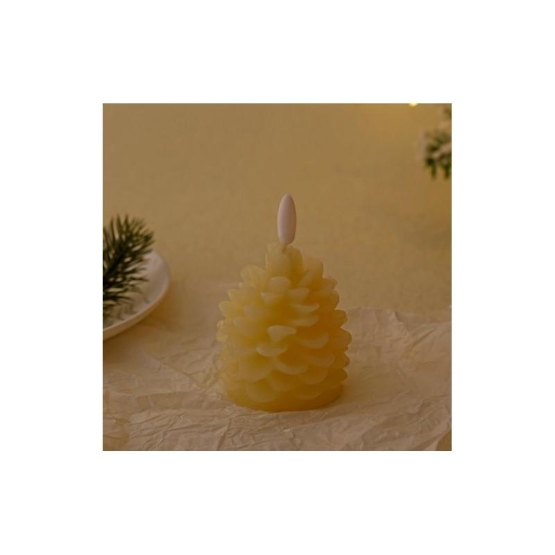 Elegant Brown And Beige Flameless Pinecone Candles For Festive Holiday Decor