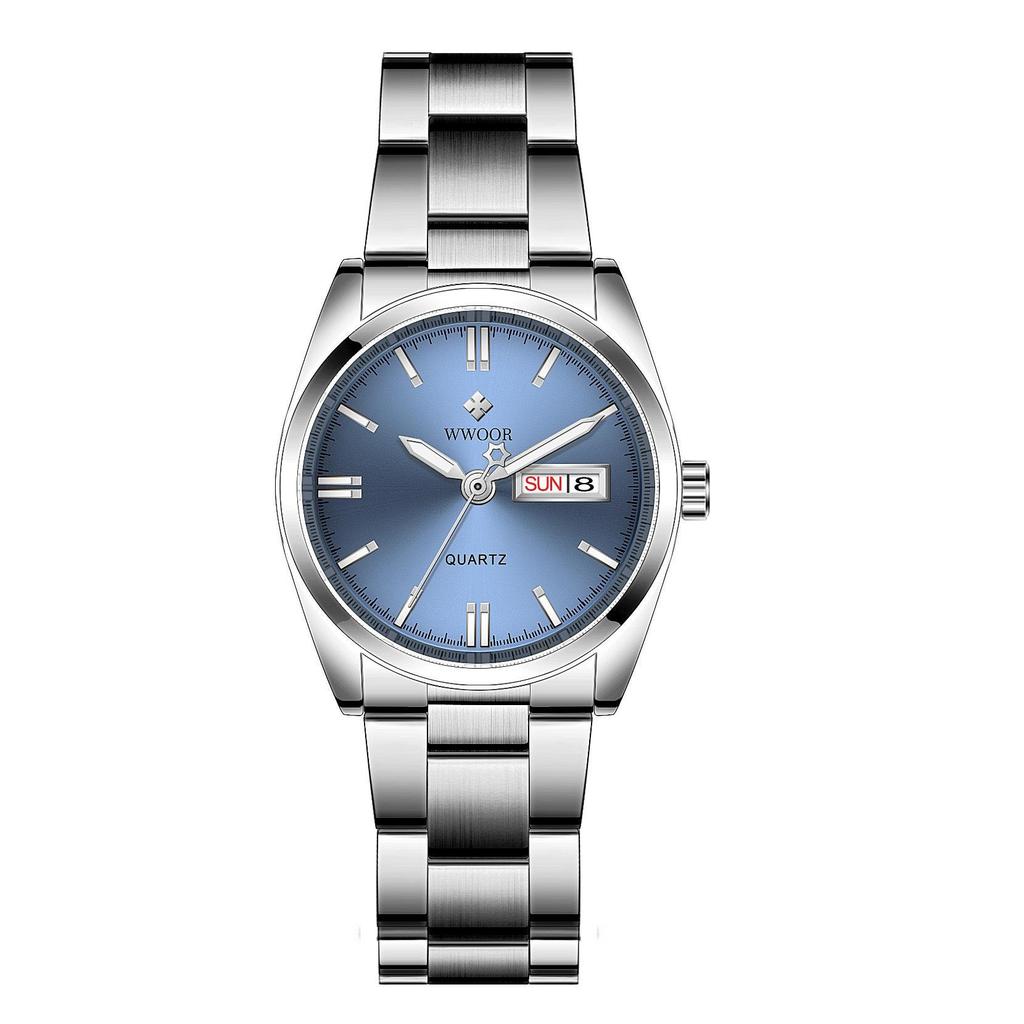 WWOOR New Women Fashion Dress Quartz Watches Lady Stainless Steel Waterproof WristWatch Simple Clock