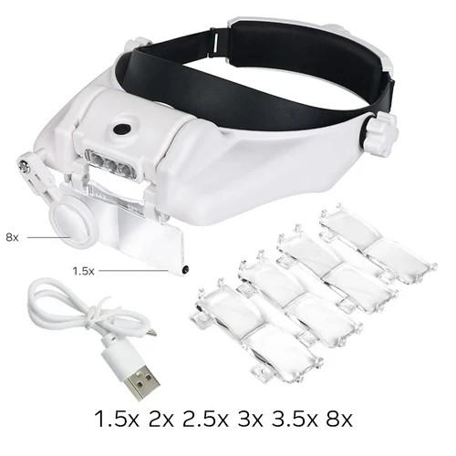 Hot Selling USB Rechargeable Glasses Loupe Watchmaker Repair Tool Glasses Magnifier LED Headband Magnifying Glass
