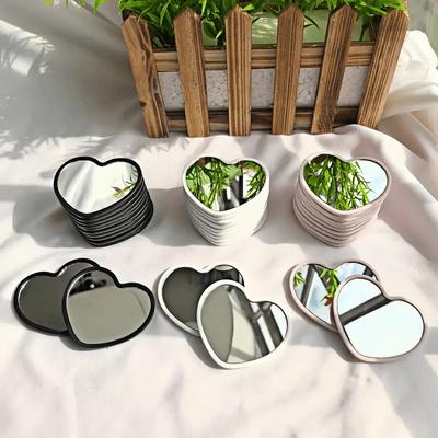 24pcs Love Mirrors Travel Portable Beauty Glass Mini Dressing Makeup Mirror Cute Heart-shaped Student Dormitory Mirror Girl Gift