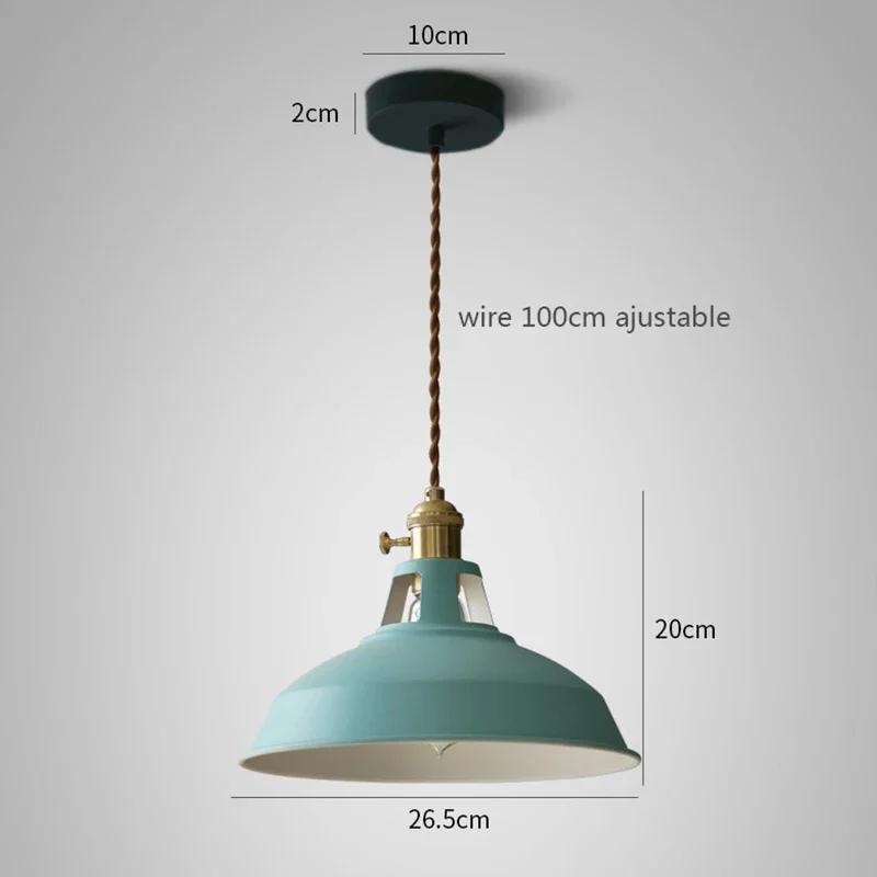 Iron Pendant Light Dia 26cm Colorful Restaurant Kitchen Home Ceiling Lamp Vintage Hanging Light Lampshade Decorative Lamps Ce