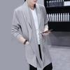 Men Trench Windbreaker Large Neckline Solid Color Slim Mid-length Draping Overcoat Outwear Cloak Streetwear