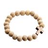 Armband med träpärlkors med naturlig finish Kors Spirituellt armband för religiös tröst och miljövänlig stil