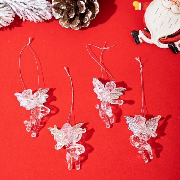 4pcs Christmas Angelic Decorations Acrylic Angelic Hanging Decorations for Festival Season Christmas Embellishment