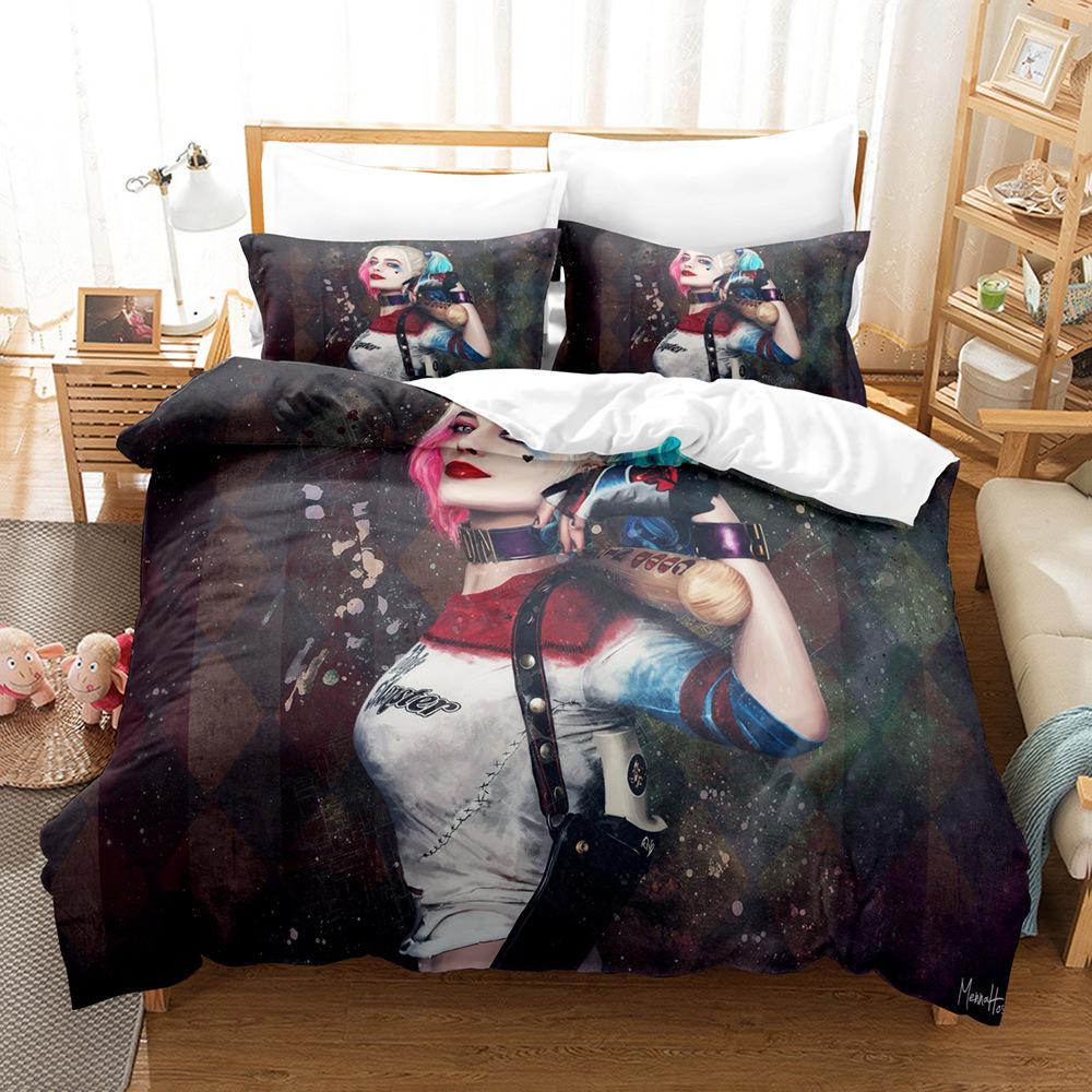 Animated film H-Harley Quinn Bedding SetJoker Duvet Cover Pillowcase 2/3pcs Adult Boy Girl Bedroom Decoration Single/Double