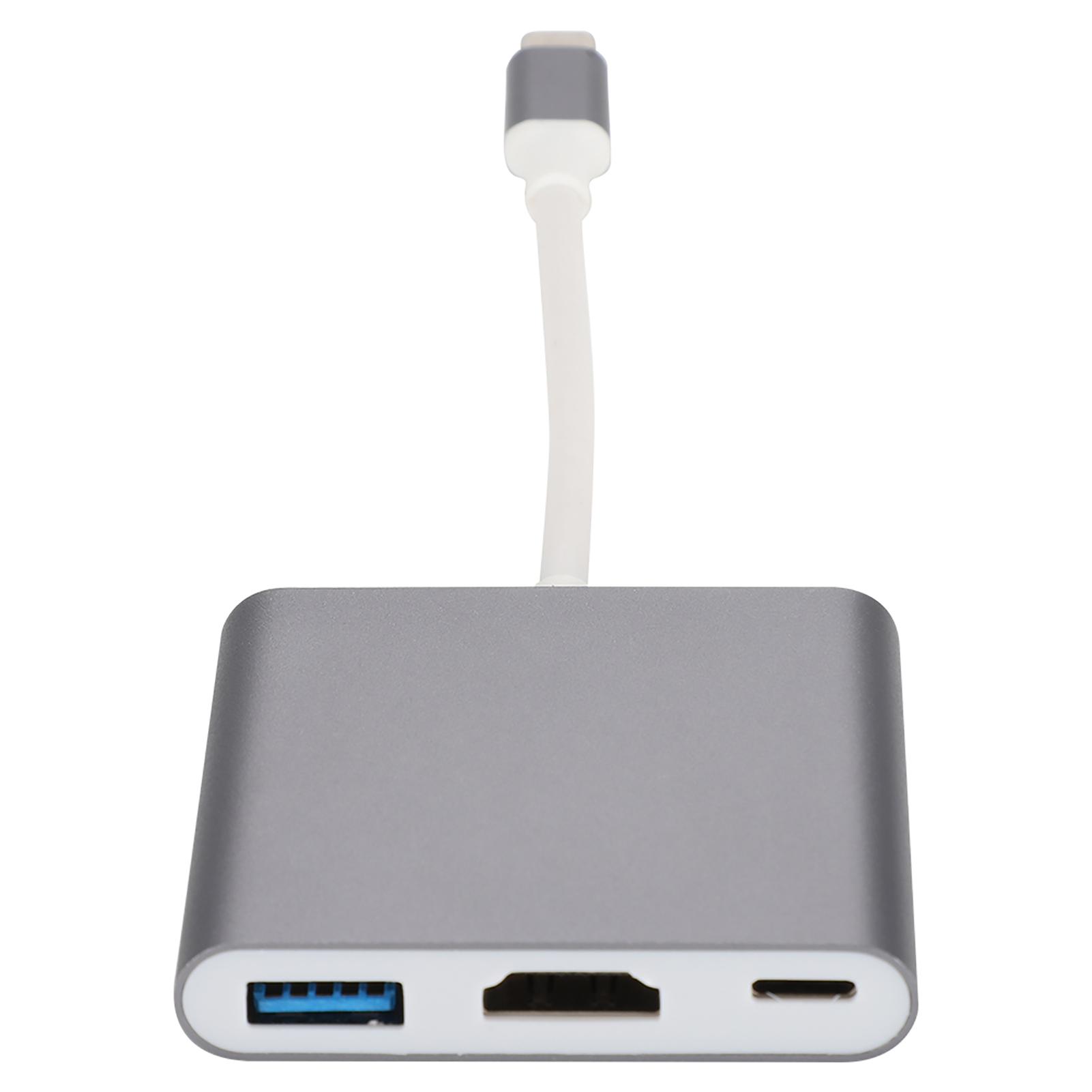 

HC 04 Многофункциональный концентратор 3 в 1 Type C с выходом HDMI Конвертер высокого разрешения Адаптер Док-станция(серый ) серый