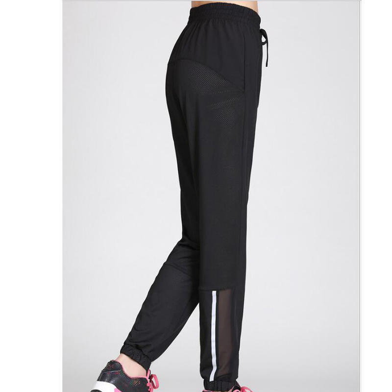 Buy Women Black Fitness Yoga Running Pants Mesh Elastic Waist