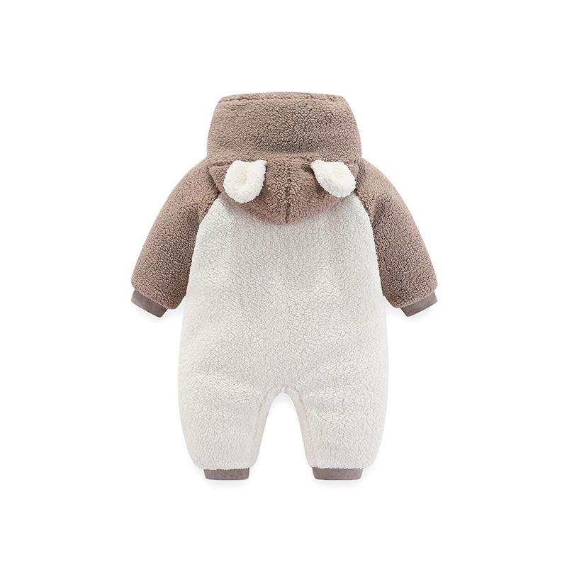 Coral Fleece Baby Jumpsuit Cartoon Hooded Newborn Romper Autumn Winter Warm Toddler Onesie Thicken Cotton Infant Outfit 0-24M